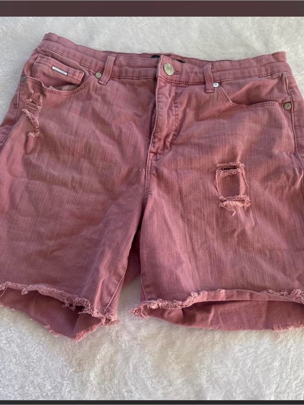 Nine West Mauve Distressed Denim Shorts